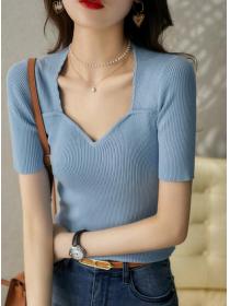 Discount  Pure Color Simple Fashion Top