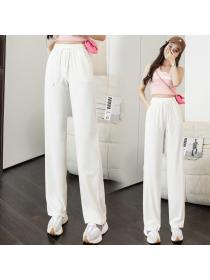 Summer thin high-waist matching straight white chiffon Pants