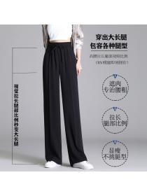White ice silk wide leg pants summer thin  high waist plus size loose casual suit pants