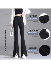 Women's high waist thin wide leg black casual pants ladies micro flared pants