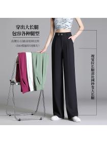 Fashion style High waist loose plus size pants black straight suit pants