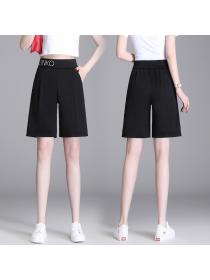 Summer loose straight suit shorts women's thin high-waist wide leg pants