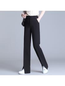 Black split suit pants Summer high waist trousers
