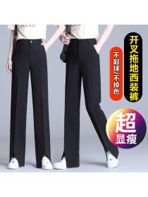 Black split suit pants Summer high waist trousers 
