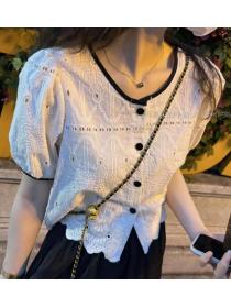  For Sale Hollow Out Embroidered Lace Blouse 