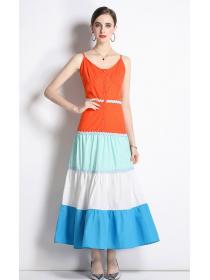 European Style Color Matching Fashion Dress