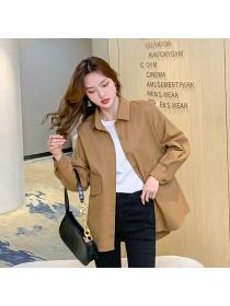 Plain color coat female loose matching casual Blouse
