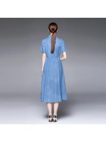 Summer New Shirt dress Polo-neck Denim Dress