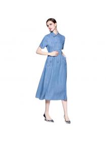 Summer New Shirt dress Polo-neck Denim Dress