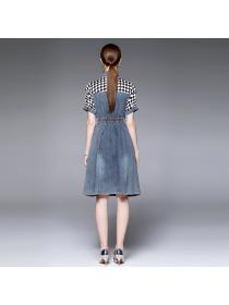 Vintage style Summer new washed denim dress Slim dress