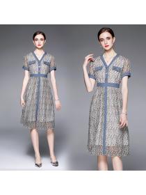 Vintage style Summer new washed denim dress Slim dress