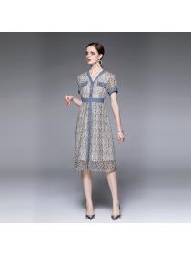 Vintage style Summer new washed denim dress Slim dress