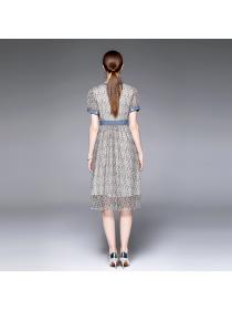 Vintage style Summer new washed denim dress Slim dress