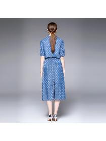 Summer new women's thin V-neck thin denim dress