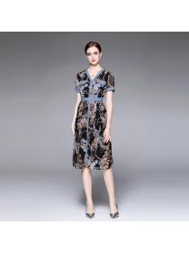 Summer new style thin chiffon stitching denim dress