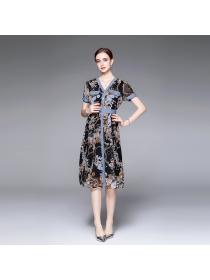 Summer new style thin chiffon stitching denim dress