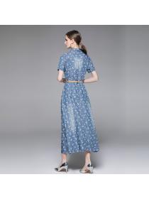 Korean fashion high waist slim temperament denim dress