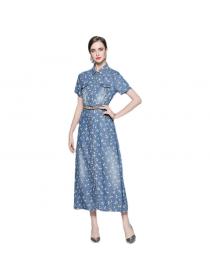 Korean fashion high waist slim temperament denim dress