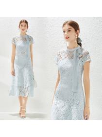 Summer new high-end fashion temperament lace dress