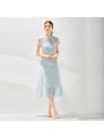 Summer new high-end fashion temperament lace dress