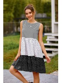 Summer new polka dot Round neck dress for women