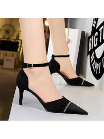 Korean fashion high-heeled suede hollow sandals