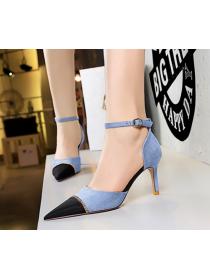 Korean fashion high-heeled suede hollow sandals