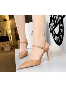 Vintage style high-heeled pointed hollow women's sandals