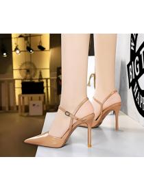 Vintage style high-heeled pointed hollow women's sandals