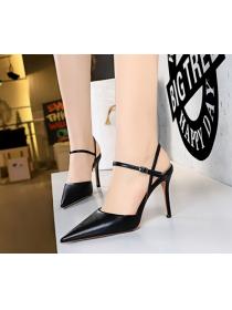 Vintage style high-heeled pointed hollow women's sandals