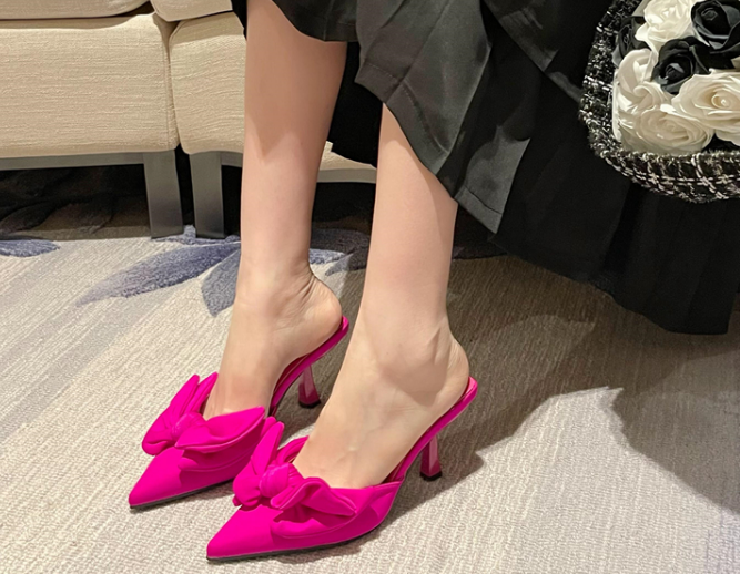 Korean fashion high-heeled pointed toe stiletto slippers