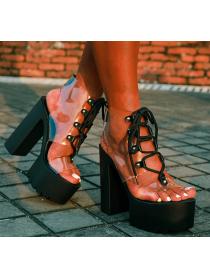 Fashion style High-heeled Chunky Heel Transparent Summer Sandals