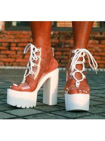 Fashion style High-heeled Chunky Heel Transparent Summer Sandals