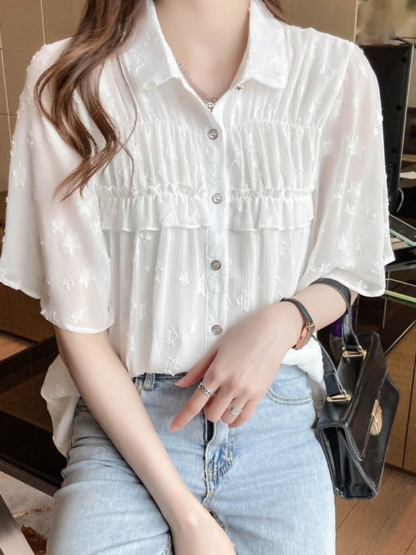 On Sale ruffled tie V-neck Lace Up Blouse