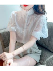 Embroidered  Lantern Sleeve Super Fairy Lace  Blouse
