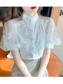 Embroidered  Lantern Sleeve Super Fairy Lace  Blouse