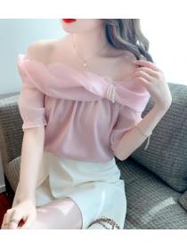 On Sale Off Collars Puff Sleeve Fashion Blouse 