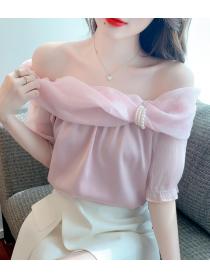 On Sale Off Collars Puff Sleeve Fashion Blouse 