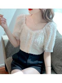 Korean Style Lace Hollow Out Leisure Blouse 