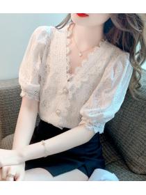 On Sale V  Collars Lace Hollow Out Top 