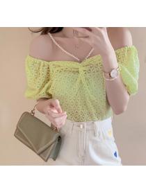  Discount Hollow Out Crossing Chiffon Top 