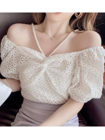  Discount Hollow Out Crossing Chiffon Top 