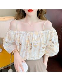On Sale Off Collars Sexy Flower Blouse 