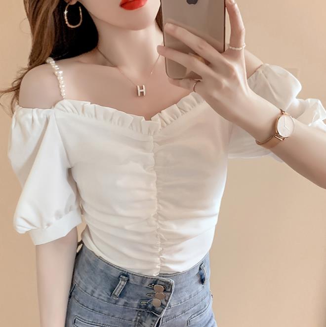 On Sale Puff Sleeve Sexy Strap Blouse