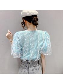 On Sale Puff Sleeve Sexy Strap Blouse 