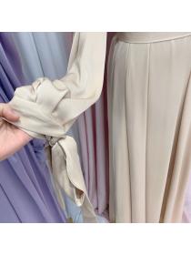 Elegant style European fashion Dubai Long-sleeved Corset Satin Long dress 