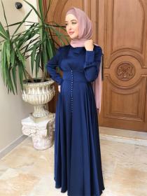 Elegant style European fashion Dubai Long-sleeved Plain Corset Satin Long dress 