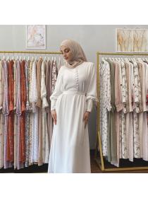 Elegant style European fashion Dubai Long-sleeved Round-neck Long dress