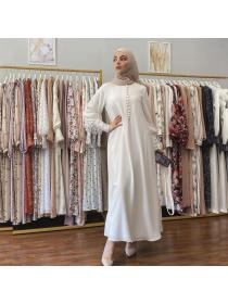 Elegant style European fashion Dubai Long-sleeved Round-neck Long dress 