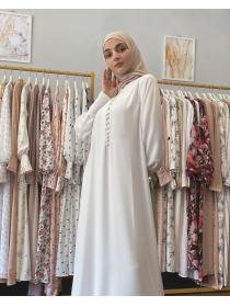 Elegant style European fashion Dubai Long-sleeved Round-neck Long dress 